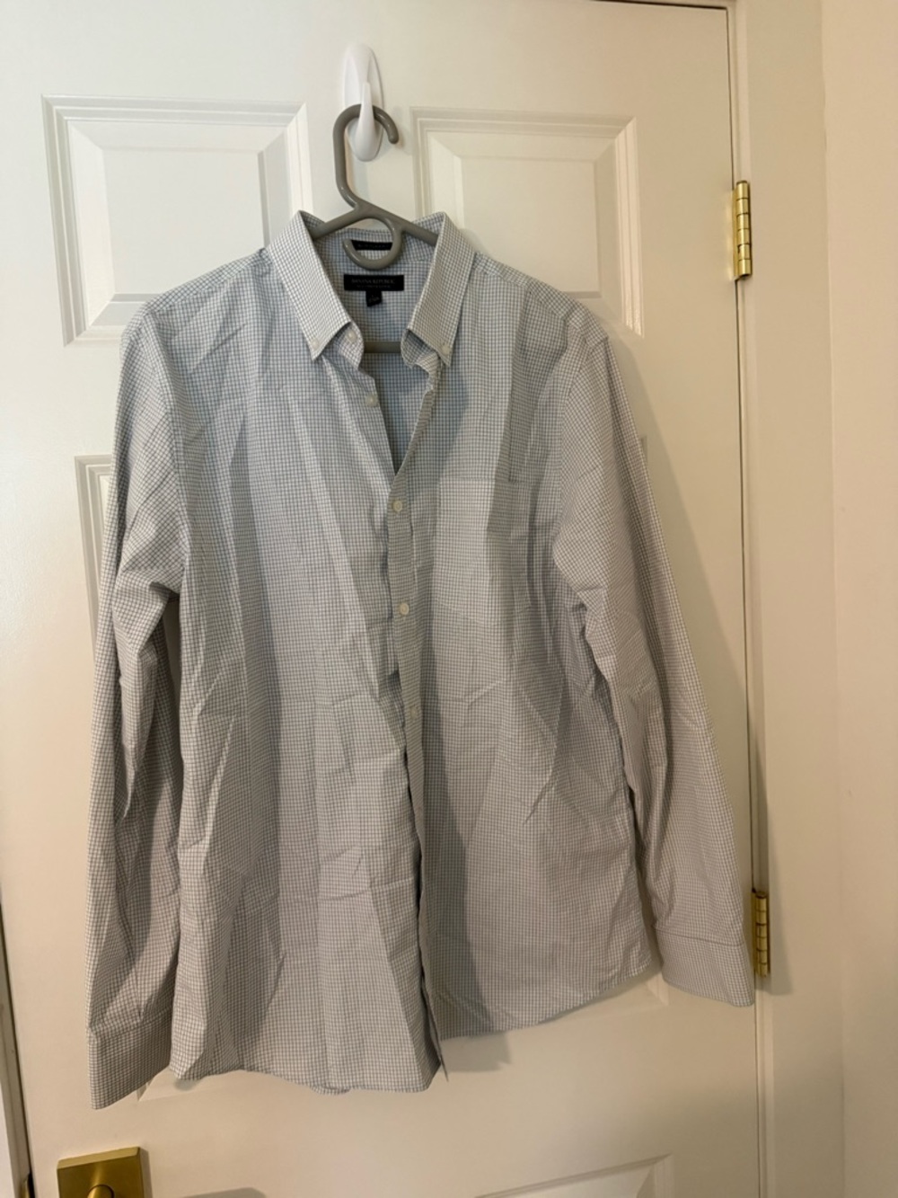 Banana Republic White Shirt with Black Grid
